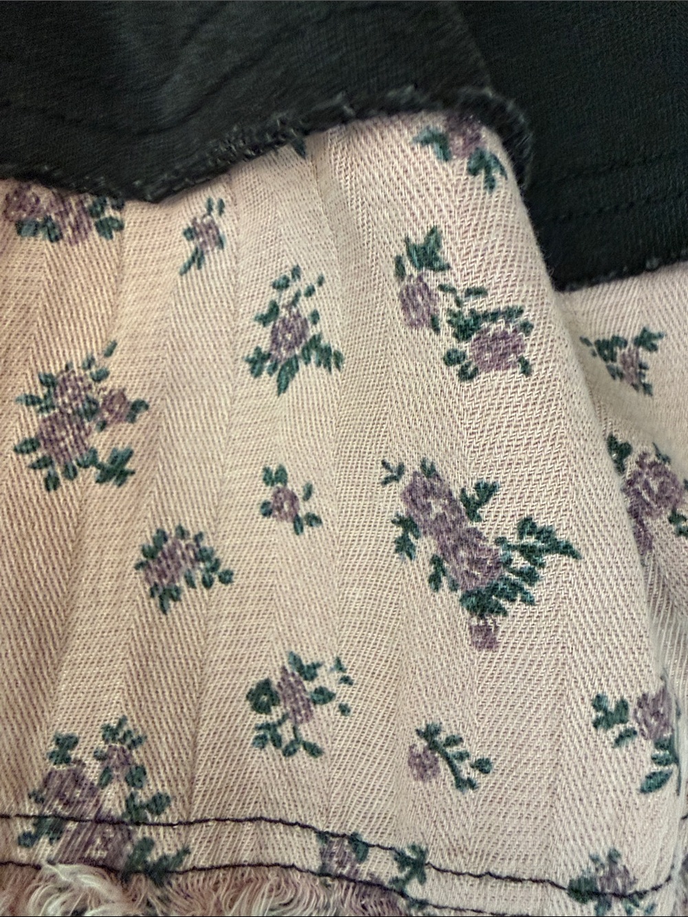 Umgee Mineral Washed Black Sweatshirt with Pink Floral Patchwork - Picture 12 of 16